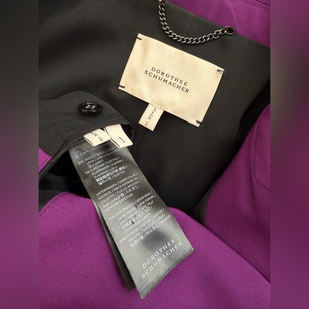DOROTHEE SCHUMACHER Purple Virgin Wool Blazer | Twisted Lightness | EUC US 2 XS - Picture 8 of 12